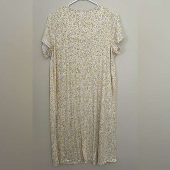 LAURA ASHLEY  YELLOW Calico DITSY SHORT Slv trad wife soft Night Gown SIZE Lg - Picture 7 of 10